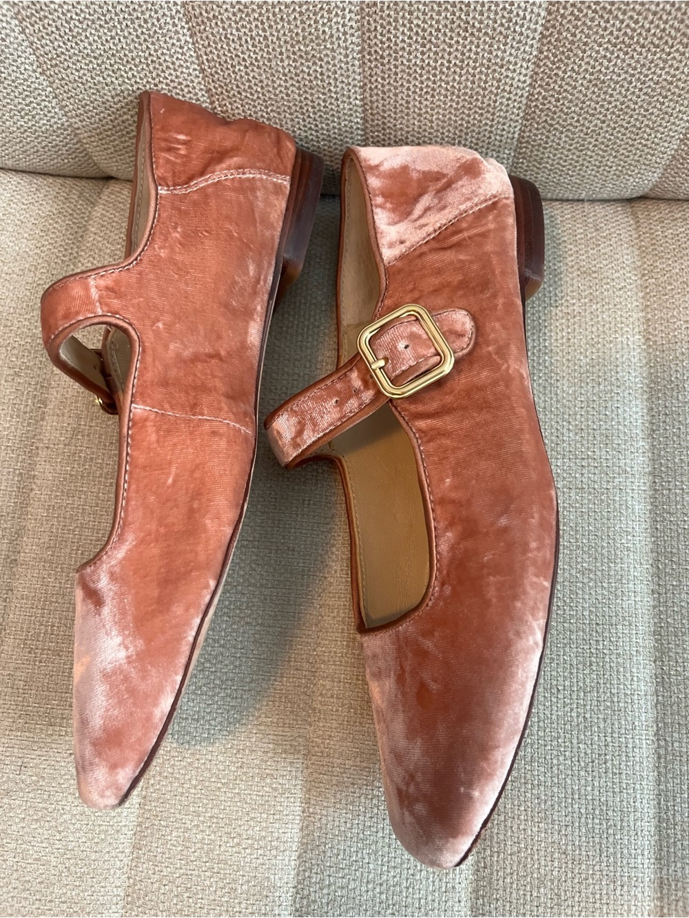 J McLaughlin Macayle pink velvet square toe Maryjane flats sz 7.5 - Picture 4 of 7